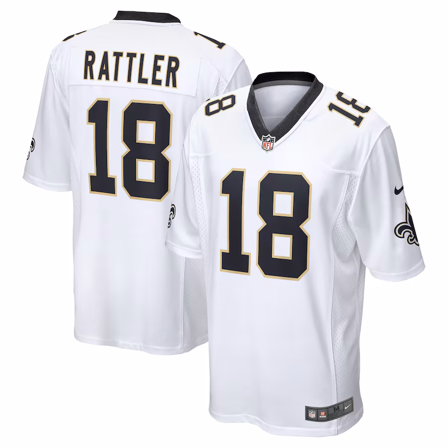 Men's New Orleans Saints Spencer Rattler Nike White Game Player Jersey - Puhuasuan