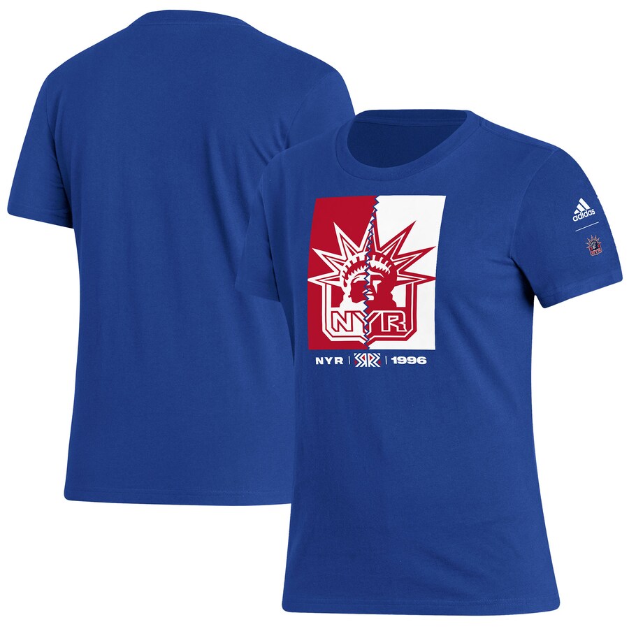 Women's New York Rangers adidas Royal Reverse Retro 2.0 Playmaker T-Shirt - Puhuasuan