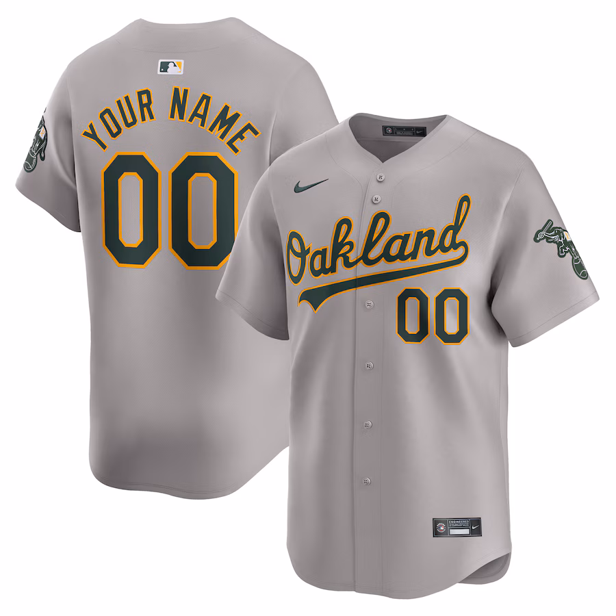 Men's Oakland Athletics  Nike Gray Away Limited Custom Jersey - Puhuasuan