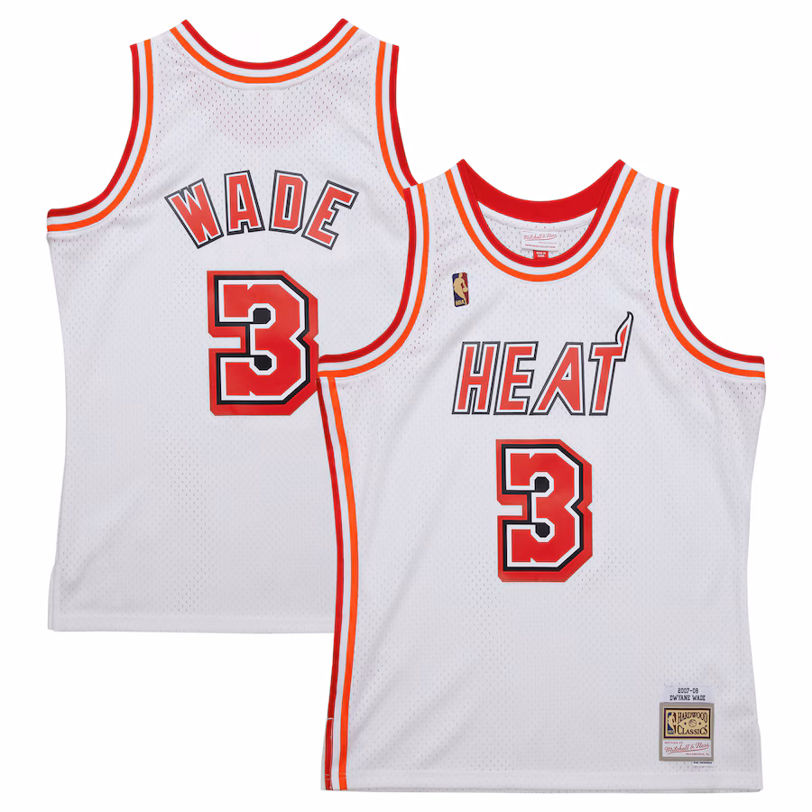 Men's Miami Heat Dwyane Wade Mitchell & Ness White 2007/08 Hardwood Classics Swingman Jersey - Puhuasuan