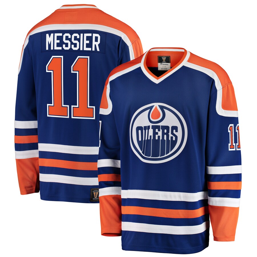 Men's Edmonton Oilers Mark Messier Fanatics Branded Blue Premier Breakaway Retired Player Jersey - Puhuasuan