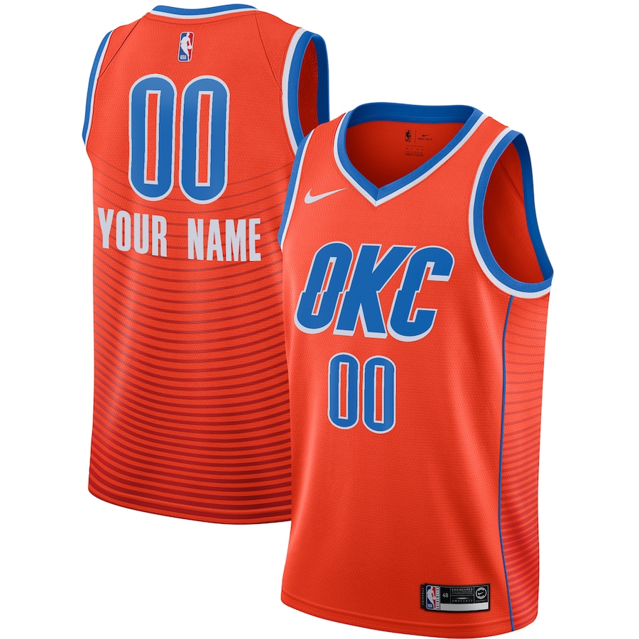 Men's Oklahoma City Thunder Jordan Brand Orange Swingman Custom Jersey - Statement Edition - Puhuasuan
