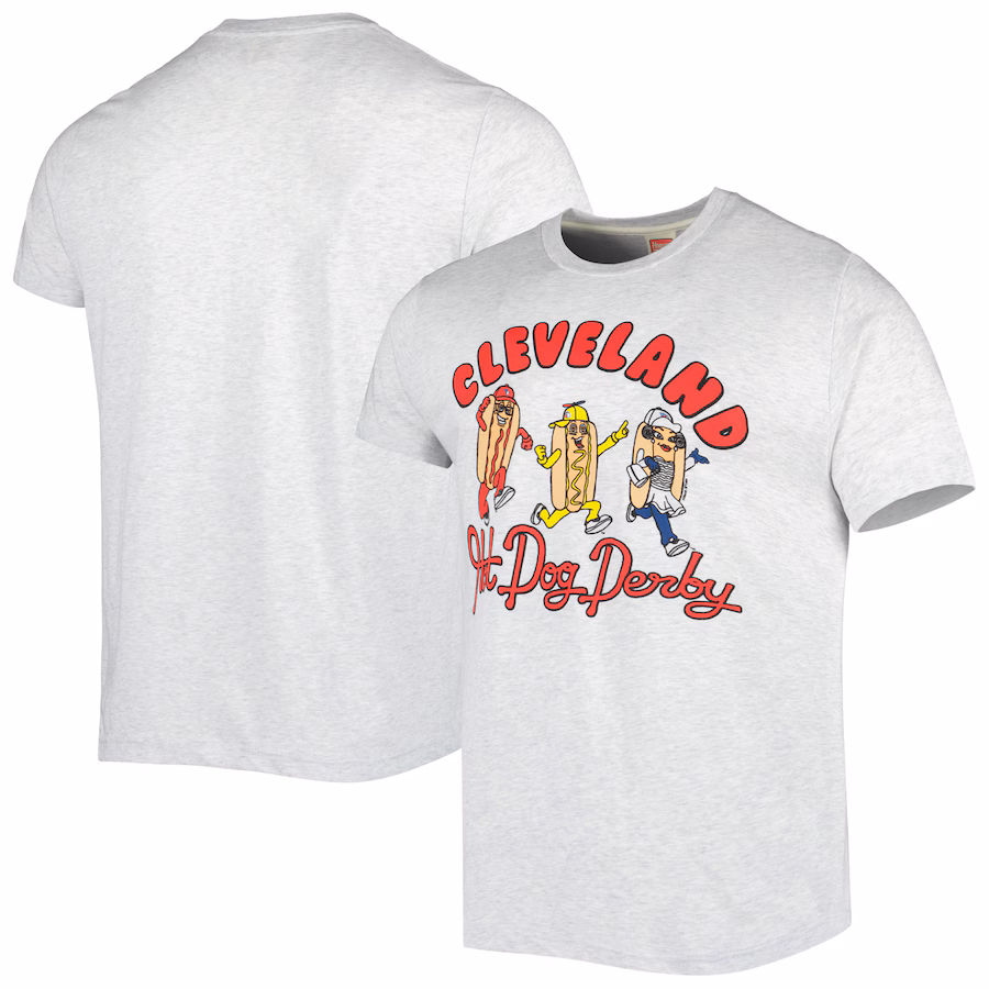 Men's Cleveland Guardians Homage Ash Team Hyper Local Tri-Blend T-Shirt - Puhuasuan