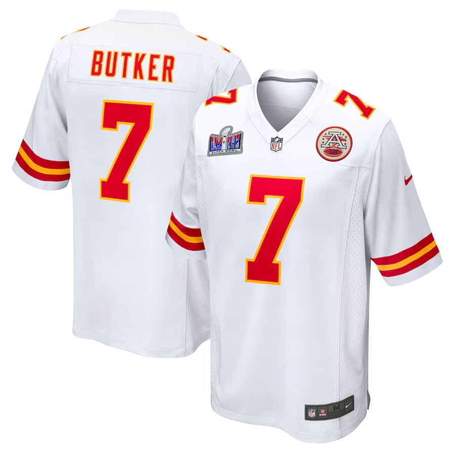 Men's Kansas City Chiefs Harrison Butker Nike White Super Bowl LVIII Game Jersey - Puhuasuan