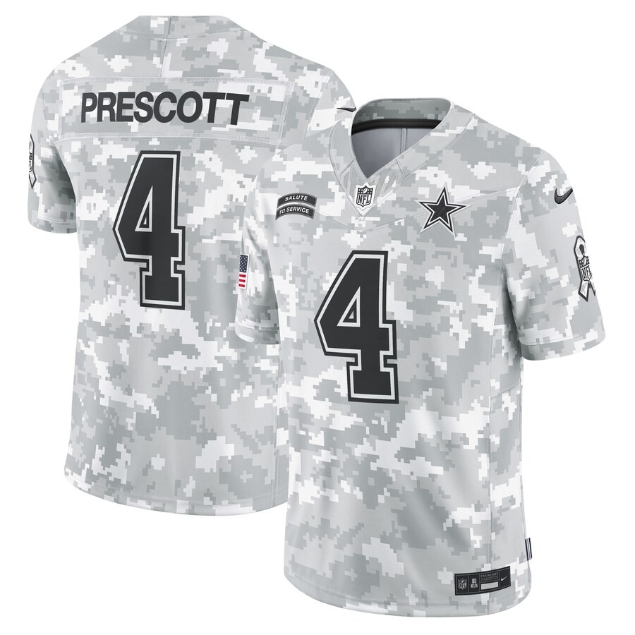 Men's Dallas Cowboys Dak Prescott Nike Arctic Camo 2024 Salute to Service Limited Jersey - Puhuasuan