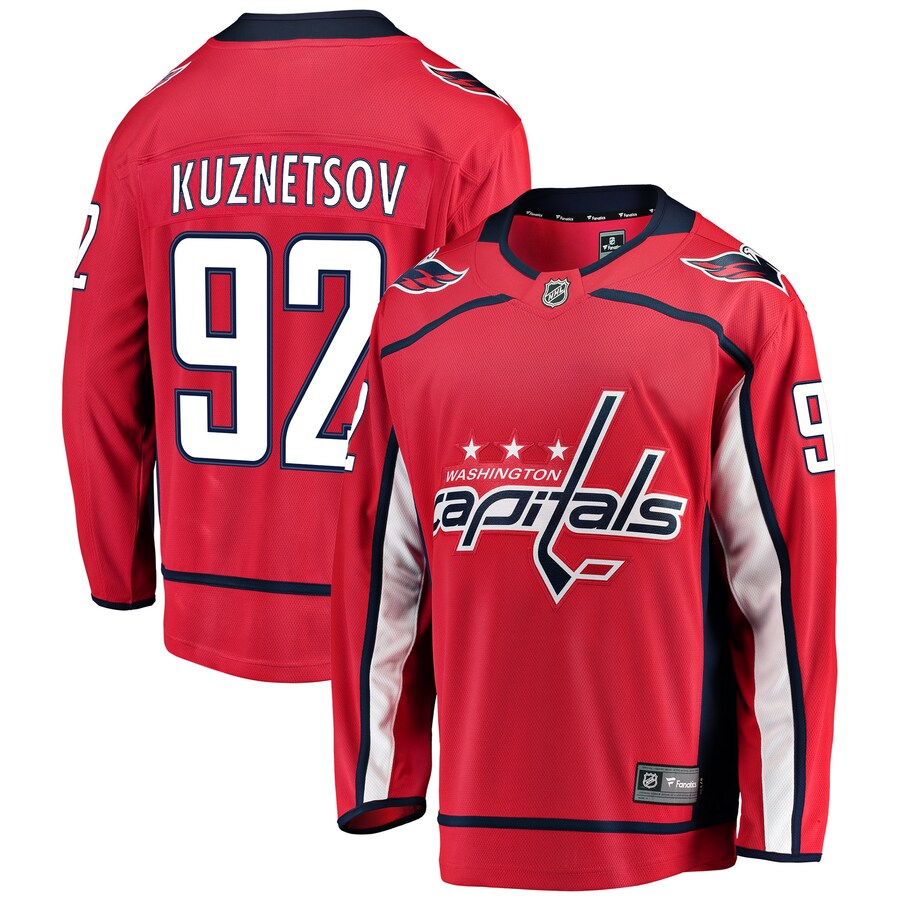 Men's Washington Capitals Evgeny Kuznetsov Fanatics Branded Red Home Breakaway Player Jersey - Puhuasuan