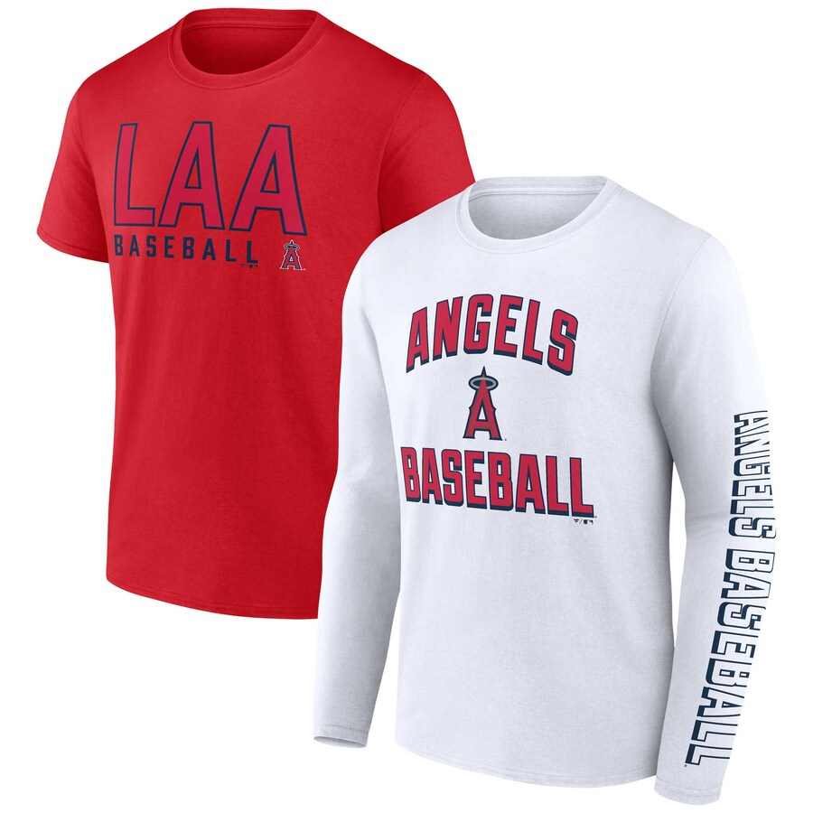 Men's Los Angeles Angels Fanatics Red/White Two-Pack Combo T-Shirt Set - Puhuasuan
