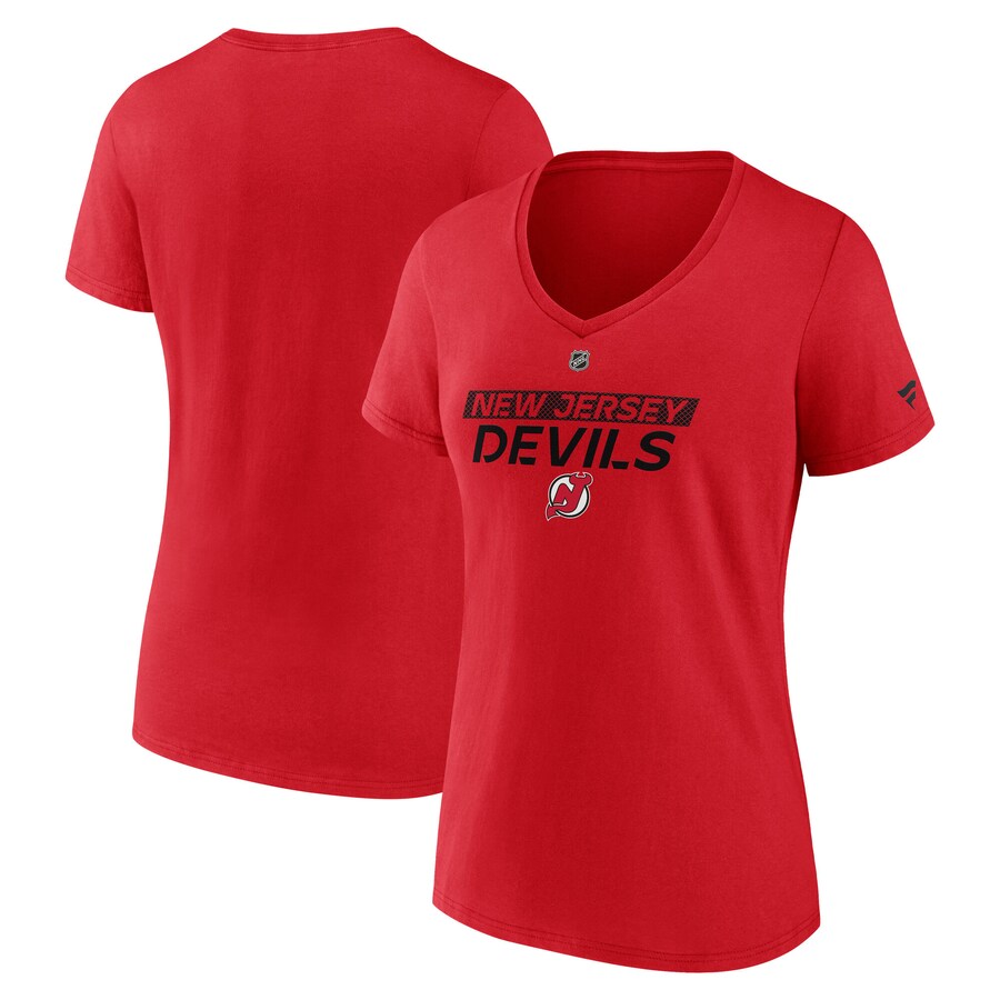 Women's New Jersey Devils Fanatics Red Authentic Pro Core Primary V-Neck T-Shirt - Puhuasuan