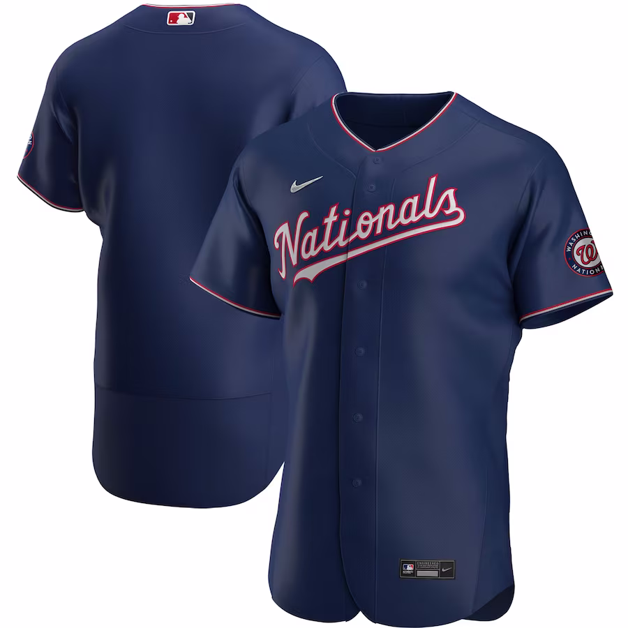 Men's Washington Nationals Nike Navy Alternate Authentic Team Jersey - Puhuasuan