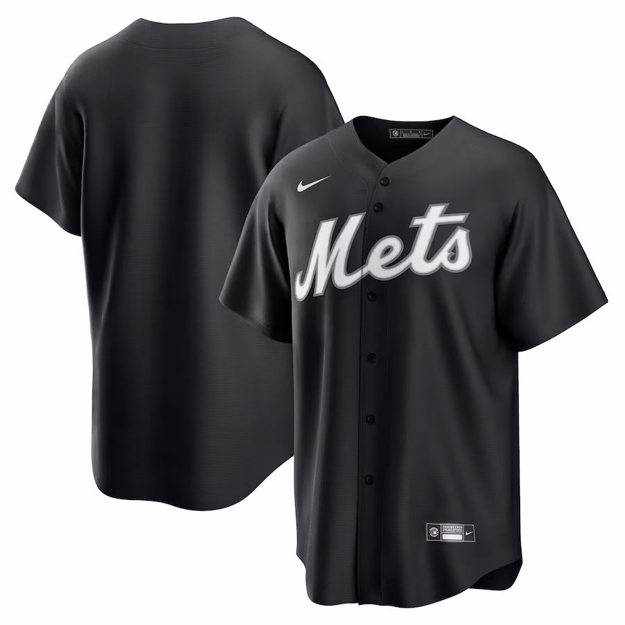 Men's New York Mets Nike Black/White Official Replica Jersey - Puhuasuan
