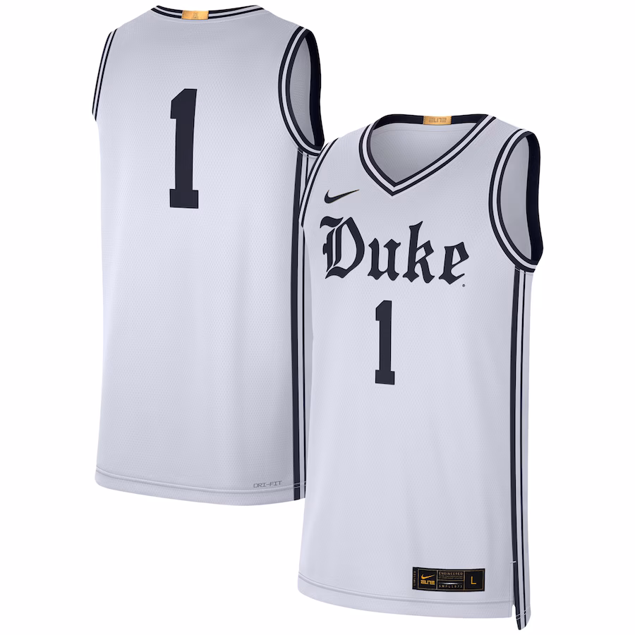 Men's Nike #1 White Duke Blue Devils Limited Authentic Jersey - Puhuasuan