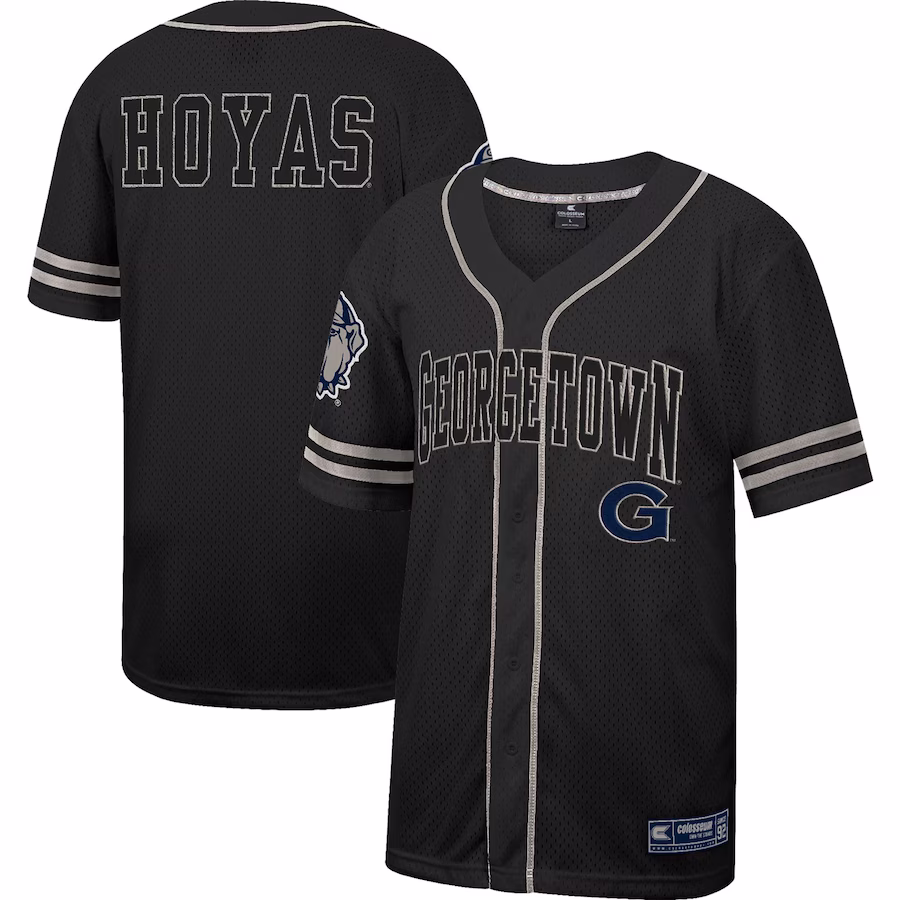 Georgetown Hoyas Colosseum Free Spirited Mesh Button-Up Baseball Jersey - Black - Puhuasuan