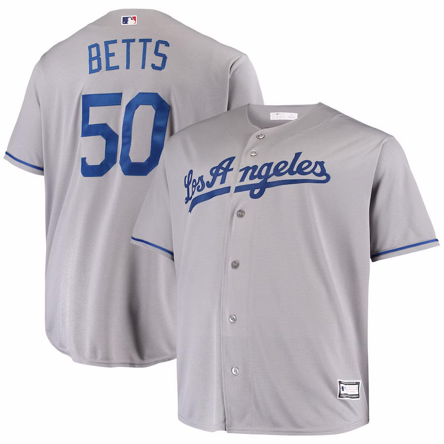 Men's Los Angeles Dodgers Mookie Betts Gray Big & Tall Replica Player Jersey - Puhuasuan