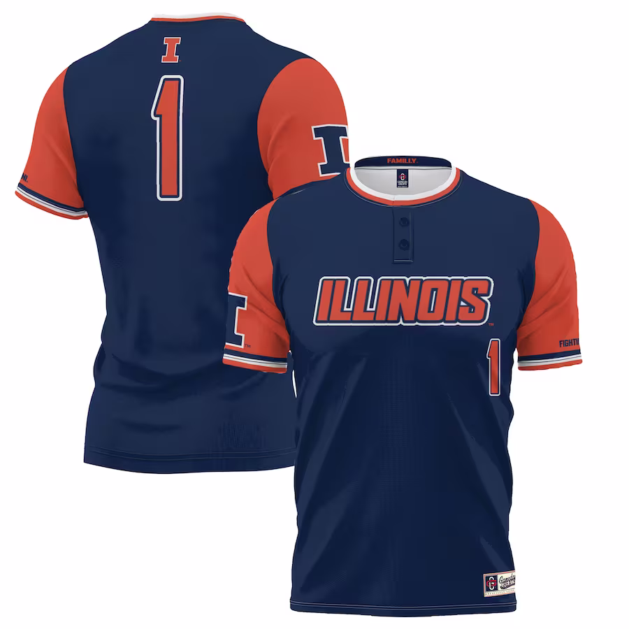 #1 Illinois Fighting Illini GameDay Greats Unisex Lightweight Softball Jersey - Navy - Puhuasuan