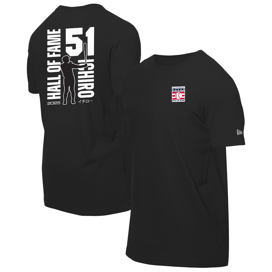 Men's Seattle Mariners Ichiro Suzuki New Era Black 2025 National Baseball Hall of Fame Graphic T-Shirt - Puhuasuan