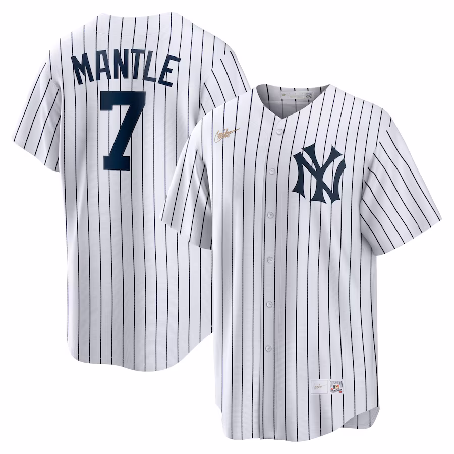 Men's New York Yankees Mickey Mantle Nike White Home Cooperstown Collection Player Jersey - Puhuasuan