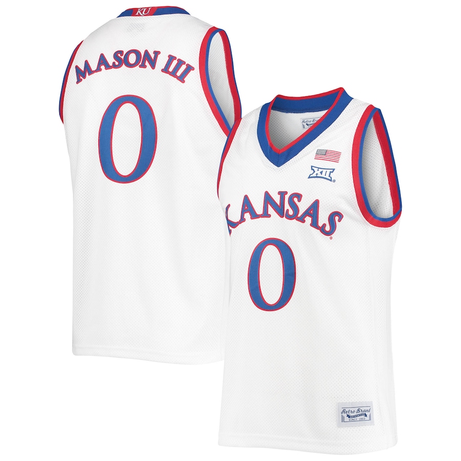 Men's Original Retro Brand Frank Mason III White Kansas Jayhawks Commemorative Classic Basketball Jersey - Puhuasuan