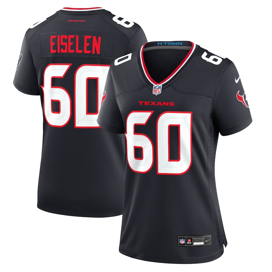 Women's Houston Texans Dieter Eiselen Nike Navy Team Game Jersey - Puhuasuan