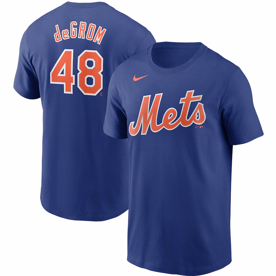 Men's New York Mets Jacob deGrom Nike Royal Name & Number T-Shirt - Puhuasuan