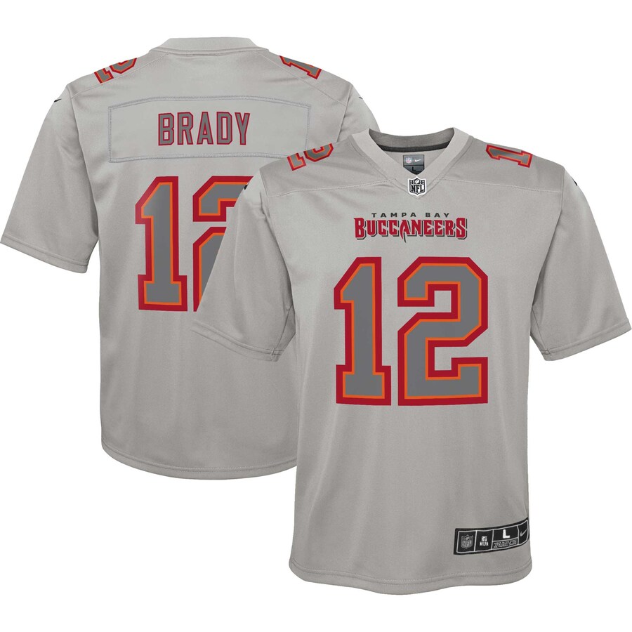Youth Tampa Bay Buccaneers Tom Brady Nike Gray Atmosphere Game Jersey - Puhuasuan