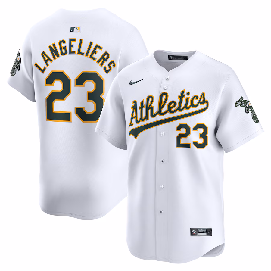 Men's Oakland Athletics Shea Langeliers Nike White Home Limited Player Jersey - Puhuasuan
