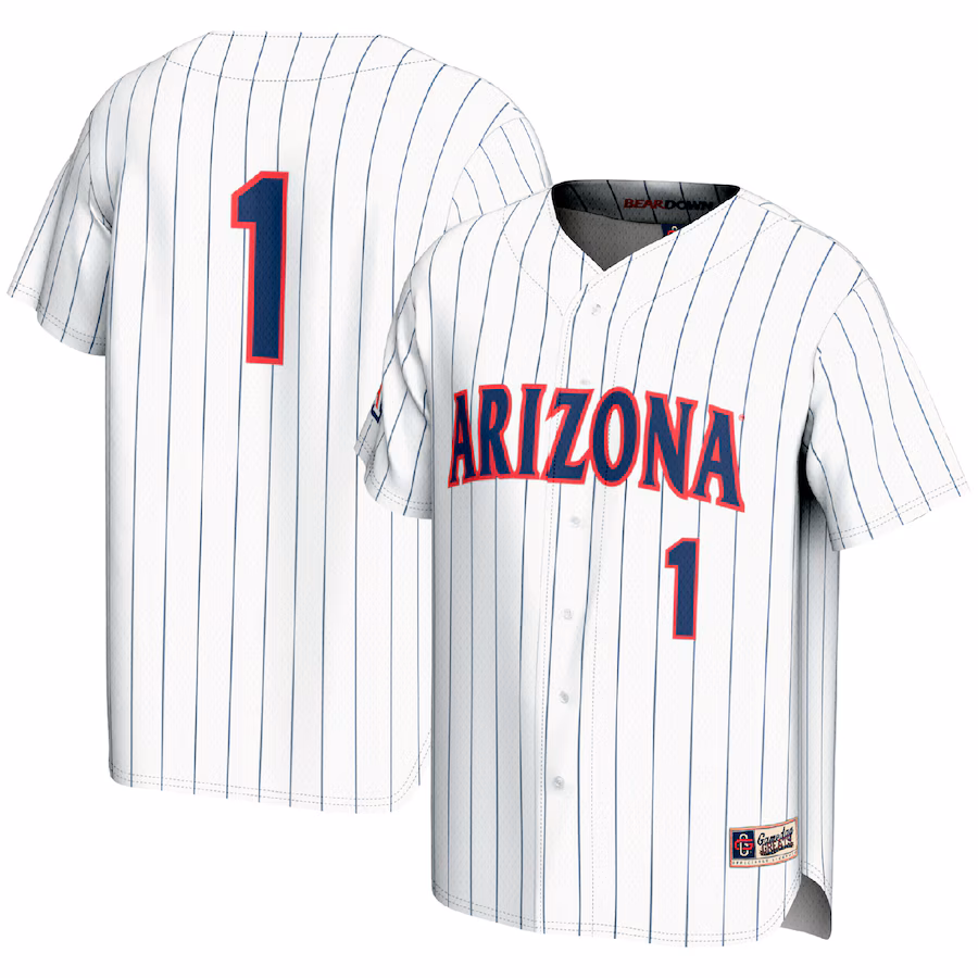 Men's GameDay Greats #1 White Arizona Wildcats Lightweight Baseball Fashion Jersey - Puhuasuan