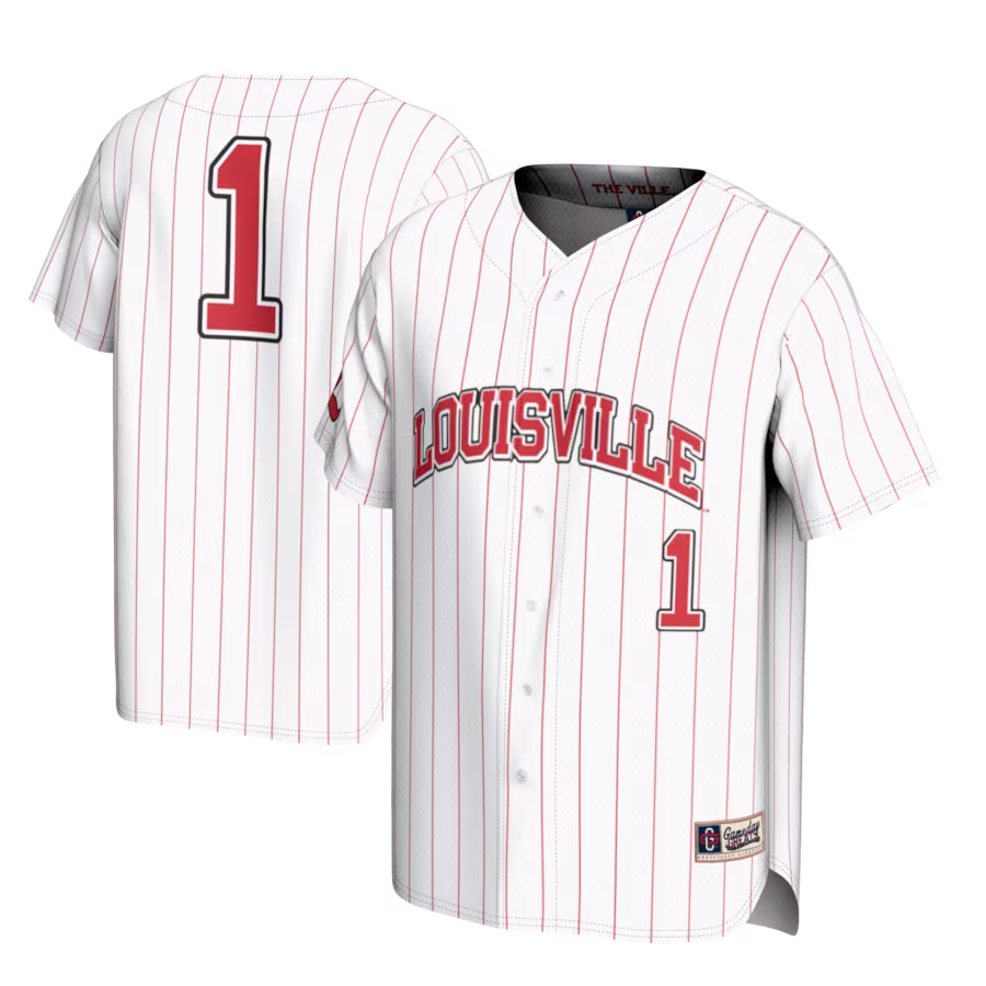 #1 Louisville Cardinals GameDay Greats Lightweight Baseball Fashion Jersey - White - Puhuasuan