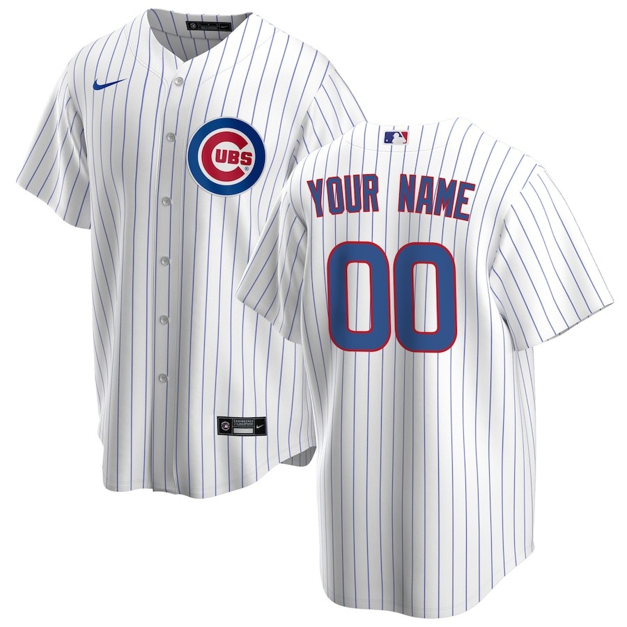 Men's Chicago Cubs Nike White Home Replica Custom Jersey - Puhuasuan