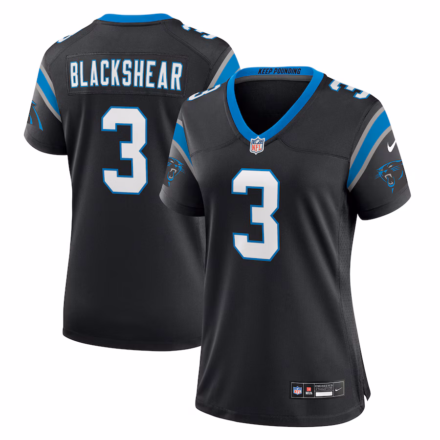 Women's Carolina Panthers Raheem Blackshear Nike Black Team Game Jersey - Puhuasuan