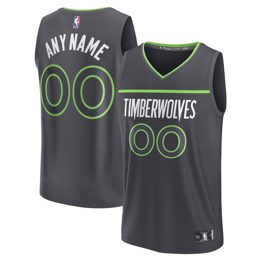 Men's Minnesota Timberwolves Fanatics Black Custom Fast Break Jersey - Statement Edition - Puhuasuan