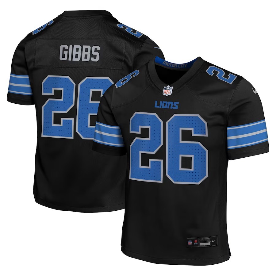 Youth Detroit Lions Jahmyr Gibbs Nike Black Alternate Player Game Jersey - Puhuasuan
