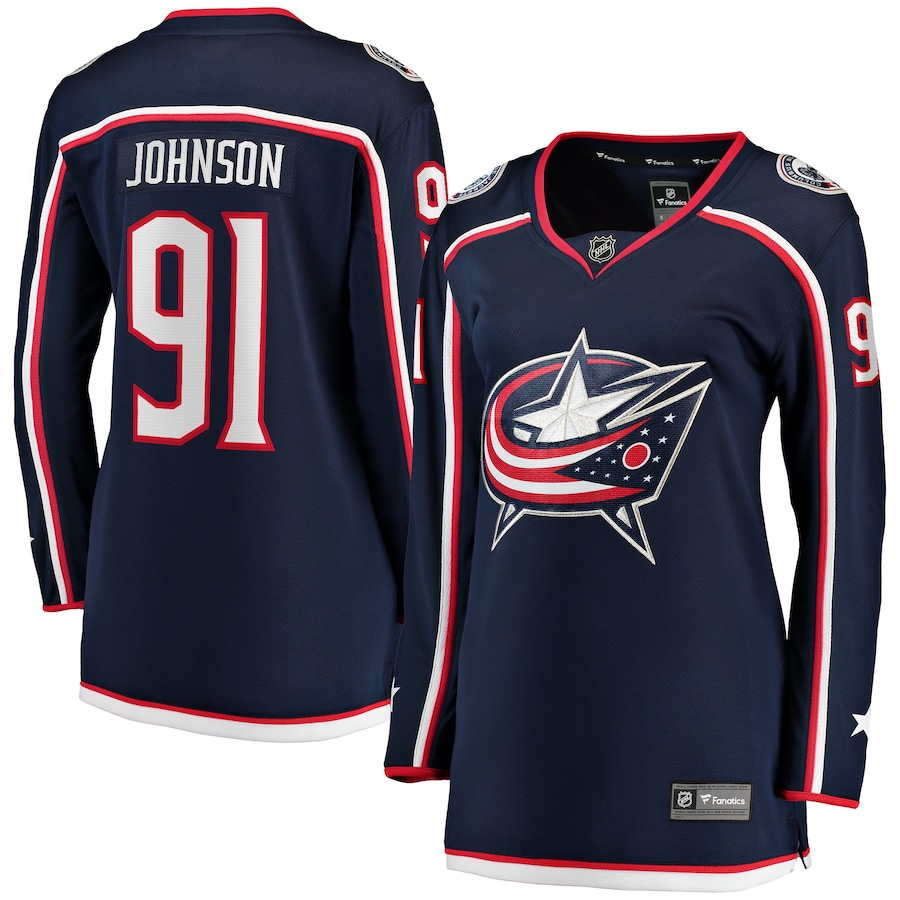 Women's Columbus Blue Jackets Kent Johnson Fanatics Navy Home Breakaway Player Jersey - Puhuasuan