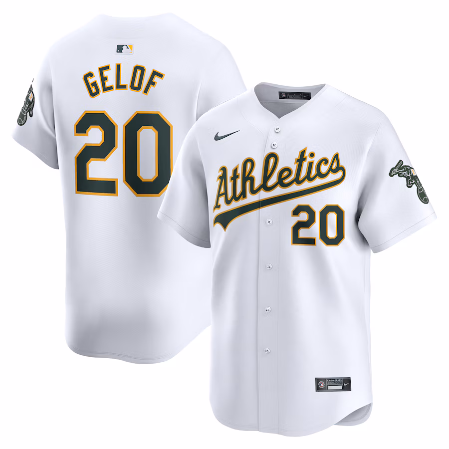 Men's Oakland Athletics Zack Gelof Nike White Home Limited Player Jersey - Puhuasuan