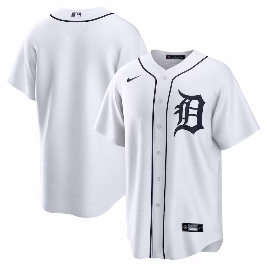 Men's Detroit Tigers Nike White Home Replica Team Jersey - Puhuasuan