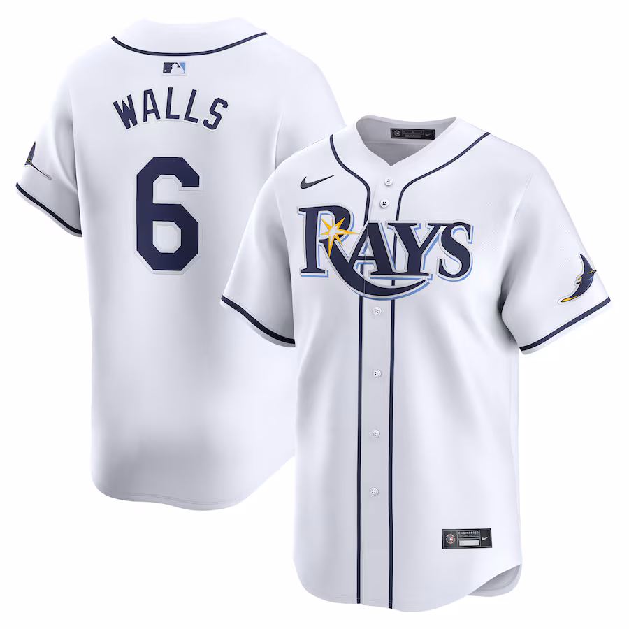 Men's Tampa Bay Rays Taylor Walls Nike White Home Limited Player Jersey - Puhuasuan