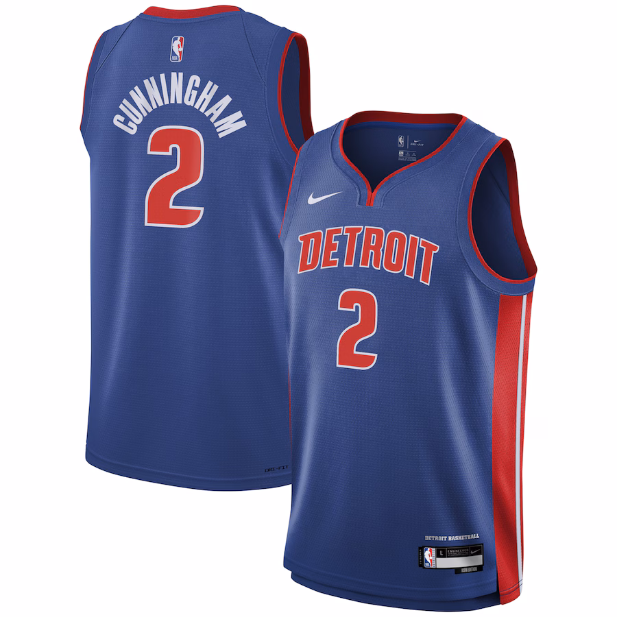Youth Detroit Pistons Cade Cunningham Nike Blue Swingman Jersey - Icon Edition - Puhuasuan