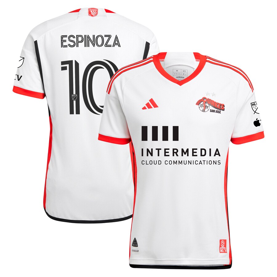 Men's San Jose Earthquakes Cristian Espinoza adidas White 2024 The 50 Kit Authentic Player Jersey - Puhuasuan