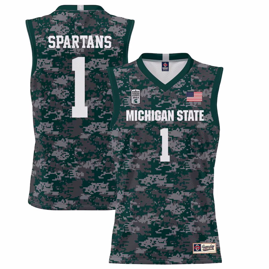 Men's GameDay Greats #1 Green Michigan State Spartans 2022 Carrier Classic Lightweight Jersey - Puhuasuan