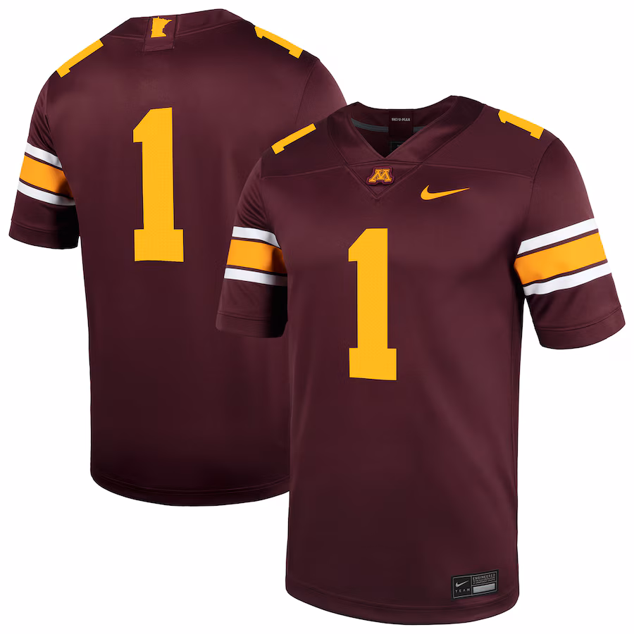 Men's Nike #1 Maroon Minnesota Golden Gophers Untouchable Football Jersey - Puhuasuan