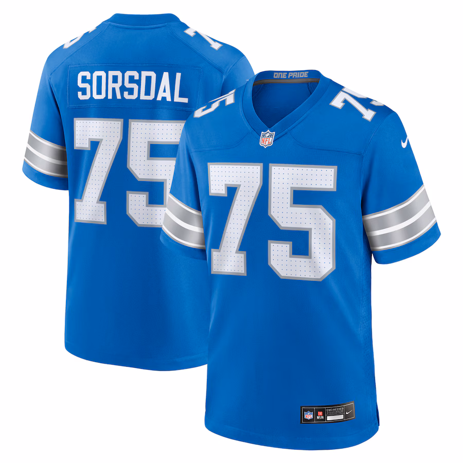 Men's Detroit Lions Colby Sorsdal Nike Blue Team Game Jersey - Puhuasuan