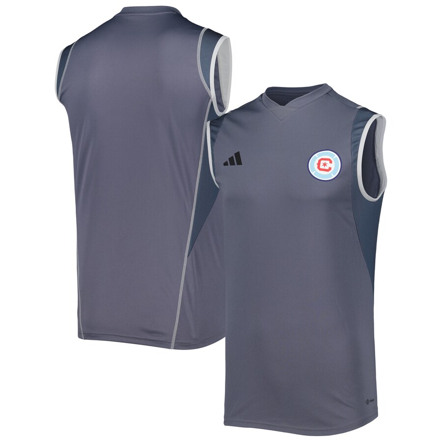 Men's Chicago Fire adidas Gray 2023 On-Field Sleeveless Training Jersey - Puhuasuan