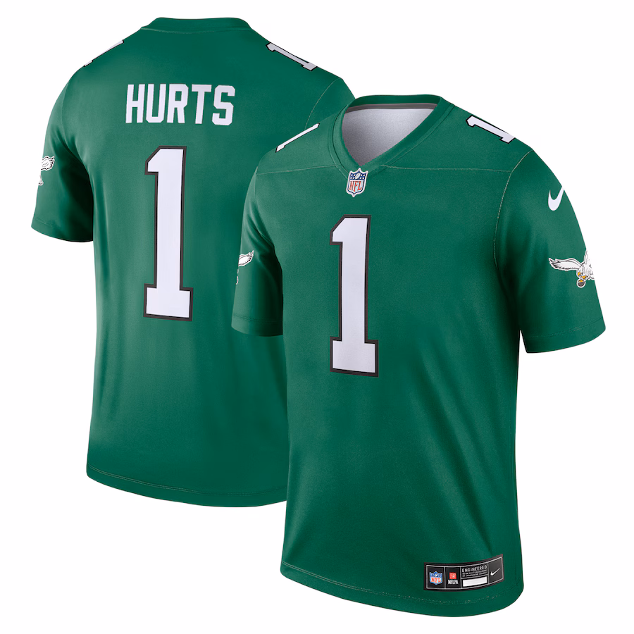 Men's Philadelphia Eagles Jalen Hurts Nike Kelly Green Alternate Legend Player Performance Top - Puhuasuan