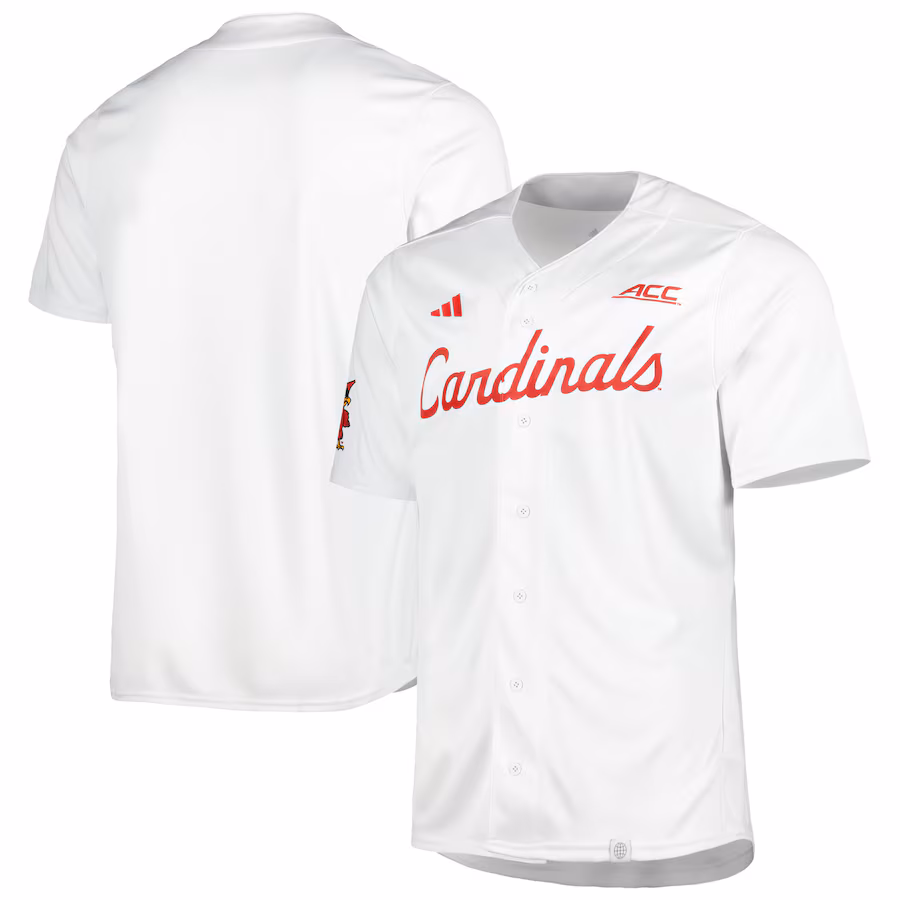 Men's adidas White Louisville Cardinals Team Baseball Jersey - Puhuasuan