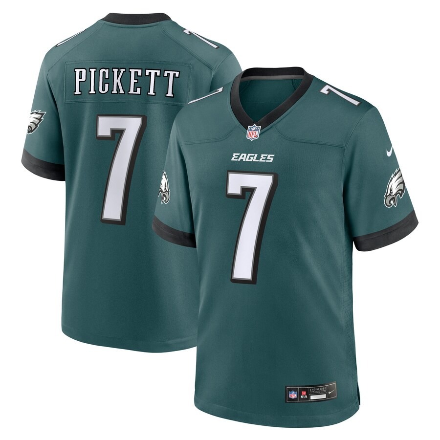 Men's Philadelphia Eagles Kenny Pickett Nike Midnight Green Game Jersey - Puhuasuan