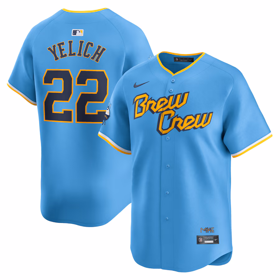 Men's Milwaukee Brewers Christian Yelich Nike Powder Blue City Connect Limited Player Jersey - Puhuasuan