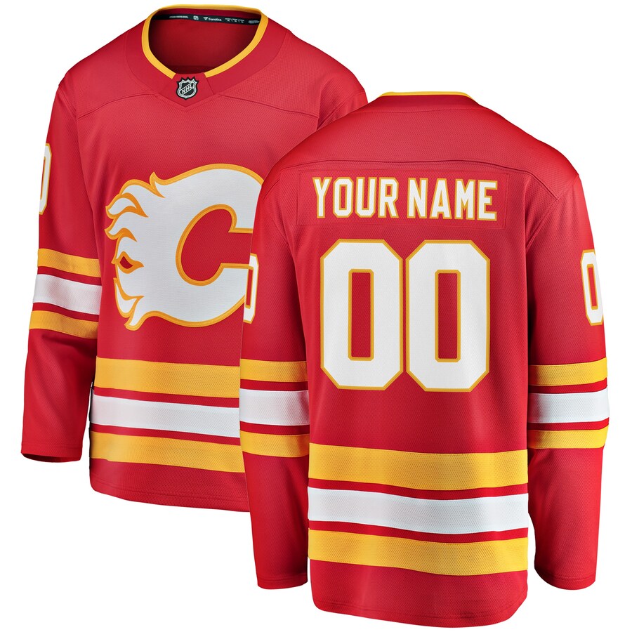 Men's Calgary Flames Fanatics Branded Red Home Breakaway Custom Jersey - Puhuasuan