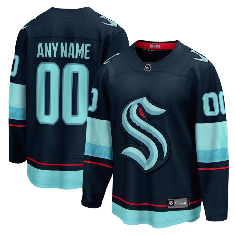 Men's Seattle Kraken Fanatics Branded Navy Home Breakaway Custom Jersey - Puhuasuan