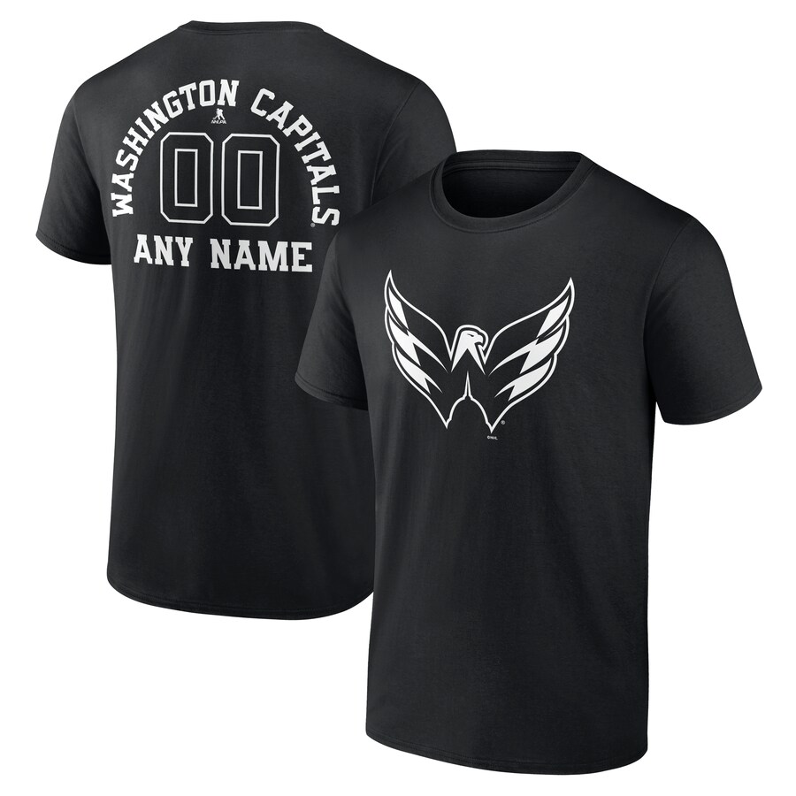 Men's Washington Capitals Black Personalized Name & Number Monochrome T-Shirt - Puhuasuan