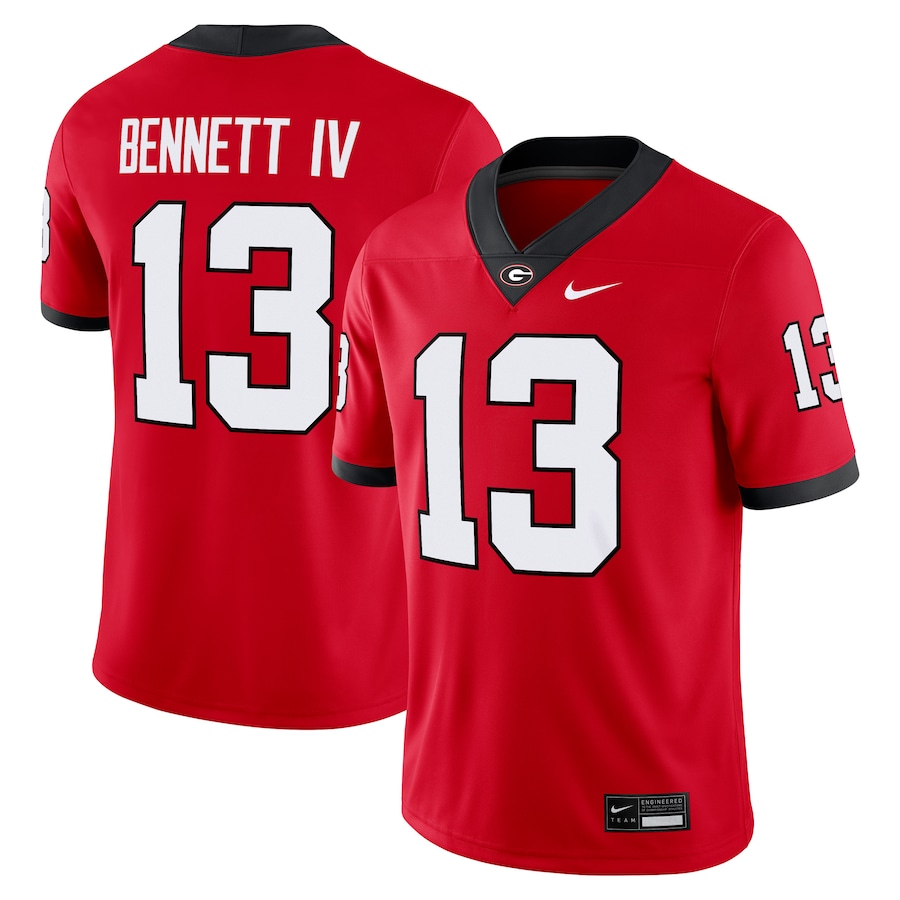 Men's Nike Stetson Bennett Red Georgia Bulldogs Player Game Jersey - Puhuasuan