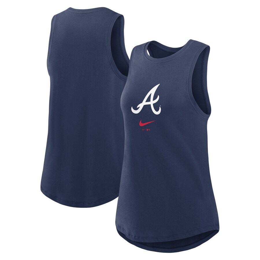Women's Atlanta Braves Nike Navy Legacy Icon High Neck Performance Tank Top - Puhuasuan